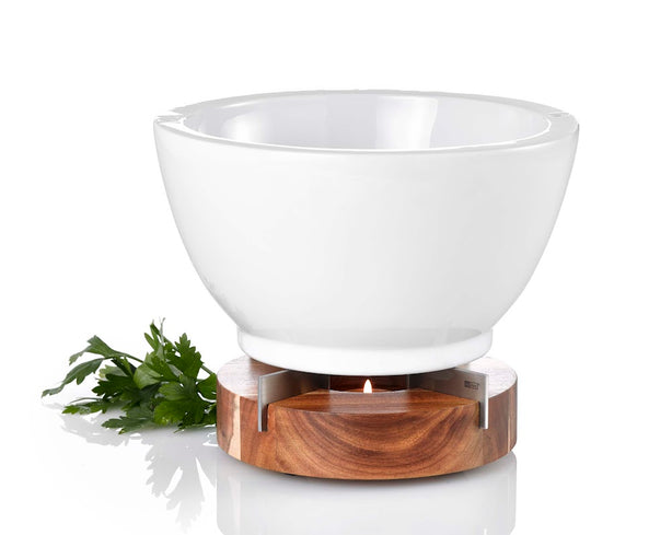 Adhoc Wooden With Stainless Steel Teapot & Food Warmer