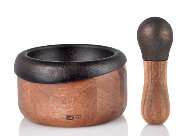 Adhoc Cast Iron Mortar & Pestle With Wooden Handle