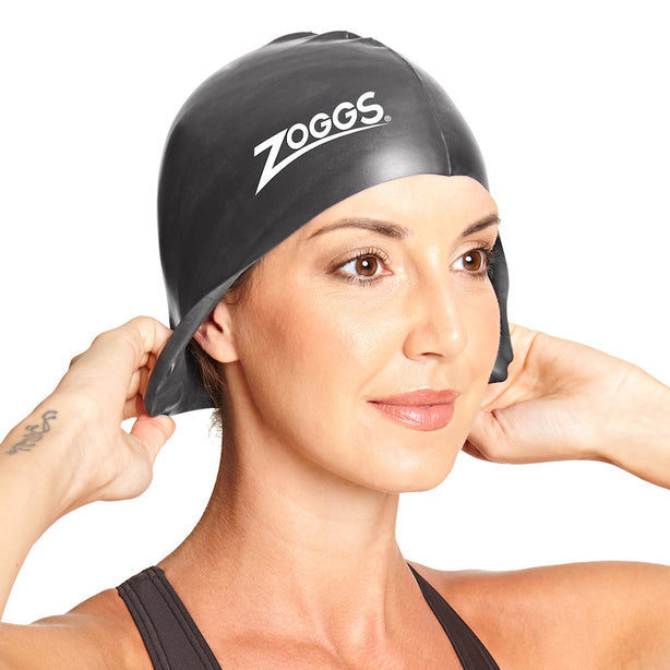 Zoggs Australia One Size Silicone Black Swim Cap