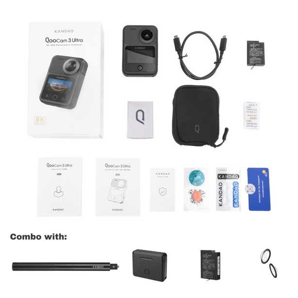 Kandao Qoocam3 Ultra 360 Action Camera (Travel Combo)