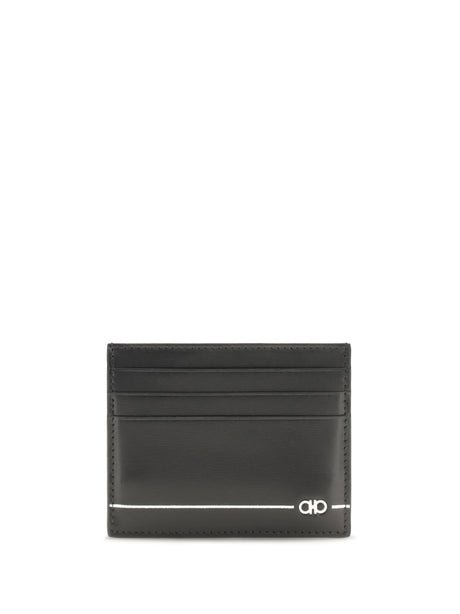 Ferragamo Leather Card Holder - Black