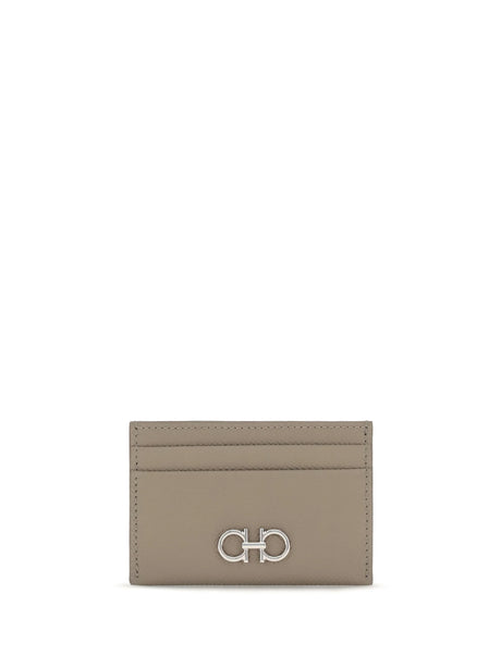 Ferragamo Gancini Card Holder - Taupe Grey
