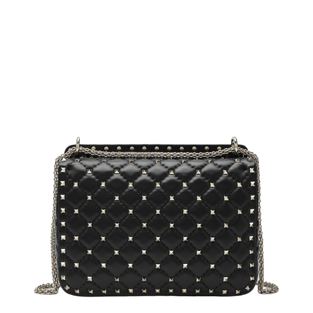 Rockstud Spike Medium Nappa Leather Shoulder Bag - Black