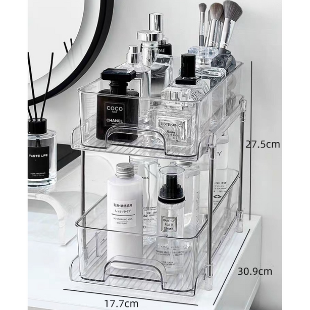 2 tier transparent pull-out tray organiser