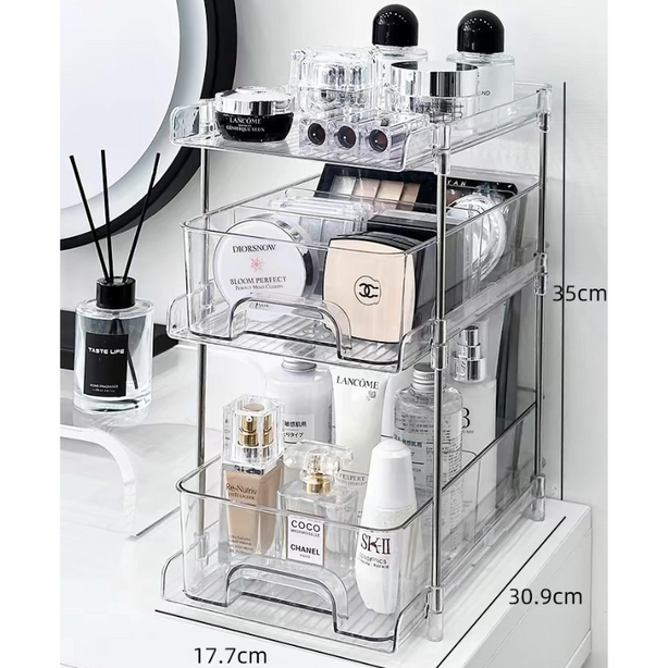 2 tier transparent pull-out tray organiser