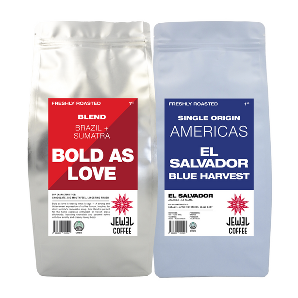 Jewel Coffee Coffee Beans - Bold As Love + Jewel Coffee Coffee Beans - El Salvador