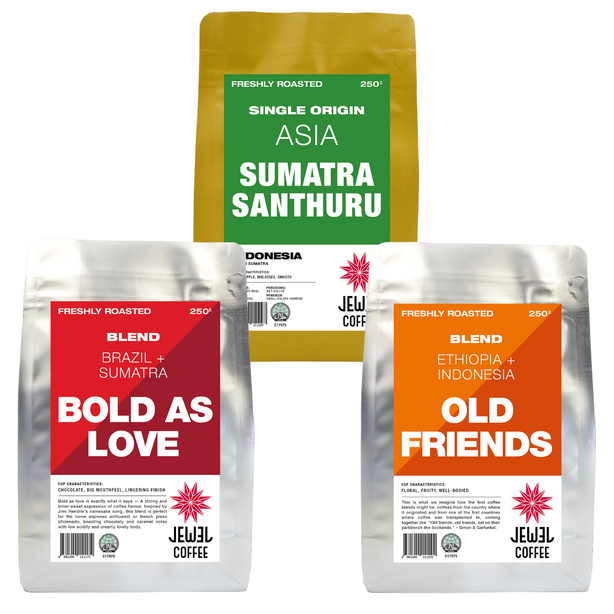 Jewel Coffee Coffee Beans - Bold As Love + Jewel Coffee Coffee Beans - Old Friends + Jewel Coffee Coffee Beans - Sumatra