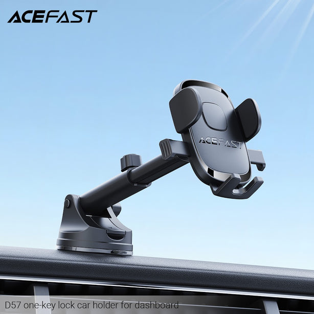 Acefast D57 One-Key Lock Car Holder For Dashboard And Windshield - Black