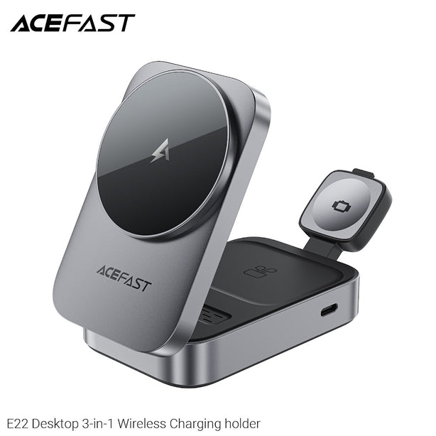 Acefast E22 Desktop 3-in-1 Wireless Charging Holder - Metal Grey