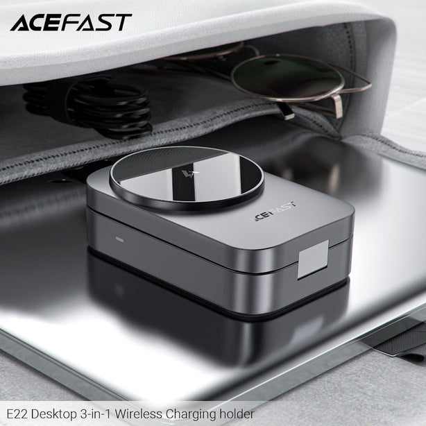 Acefast E22 Desktop 3-in-1 Wireless Charging Holder - Metal Grey