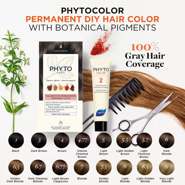 Phyto Permanent Color Kit - 5.3 Light Golden Brown (Bundle of 4)