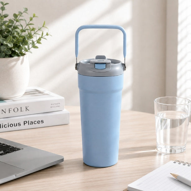 Zebra Vacuum Tumbler With Handle 700ml, Blue, Jiffy IV