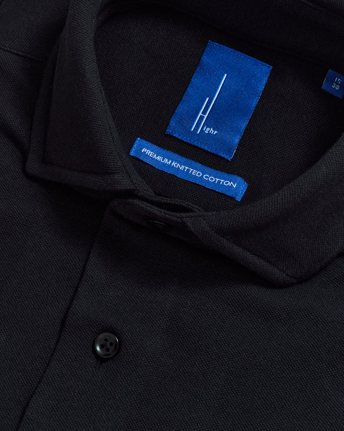Highr, Black Pique Jersey, Long Sleeve Shirt