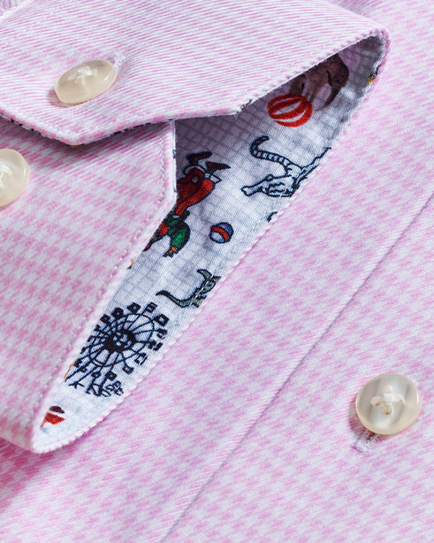 Coupe Cousu, Light Pink, Long Sleeve Shirt with Contrast Trim Fabric