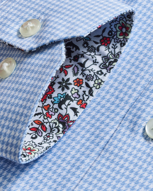 Coupe Cousu, Light Blue, Long Sleeve Shirt with Contrast Trim Fabric