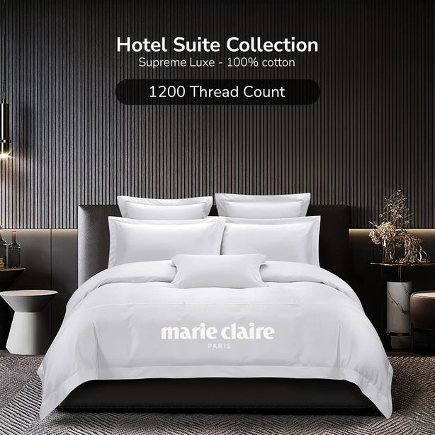 Marie Claire Hotel Suite Deluxe Collection 100% Cotton 1200 Thread Count Bed Set I Pillow Case I Bolster Case