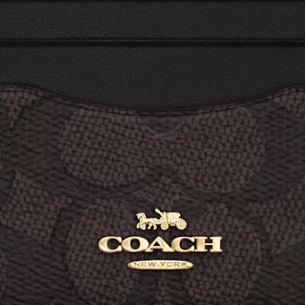 COACH Unisex Slim Id Card Case In Signature Canvas Walnut/Black RB-CZ286