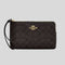 COACH Large Corner Zip Wristlet In Signature Canvas Walnut/Black RB-CZ277