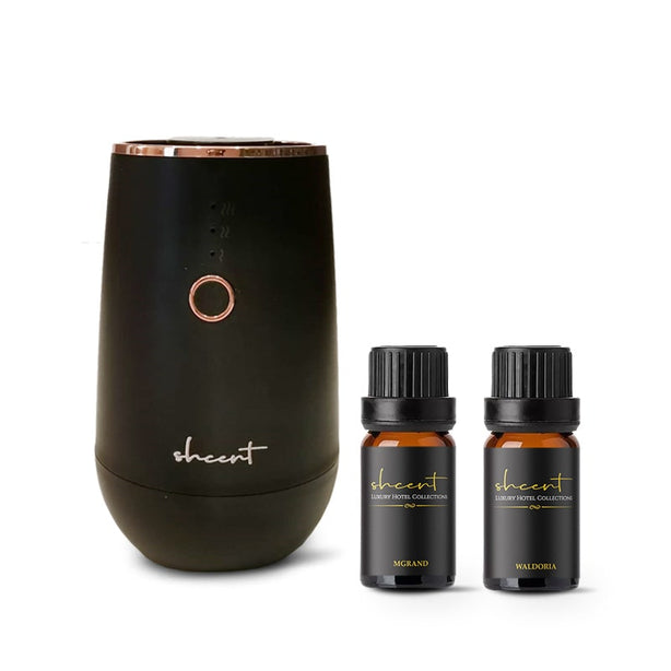 shcent Tranquil | USB Aroma Nebulizer Diffuser | Waterless | For Home | Auto Off | 2 Free 10ml Hotel Essential Oils