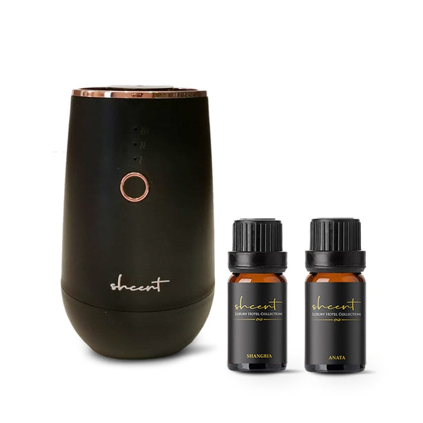 shcent Tranquil | USB Aroma Nebulizer Diffuser | Waterless | For Home | Auto Off | 2 Free 10ml Hotel Essential Oils