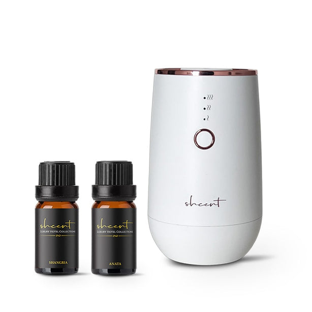 shcent Tranquil R | Rechargeable Aroma Nebulizer Diffuser | Waterless | For Home | Auto Off | 2 Free 10ml Hotel Essential Oils