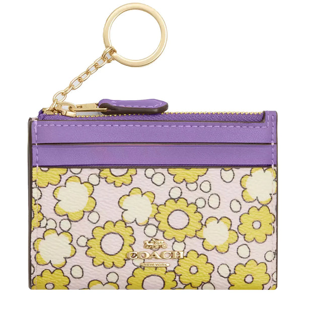 Coach Mini Skinny Id Case With Floral Print - Lilac Multi CBL74