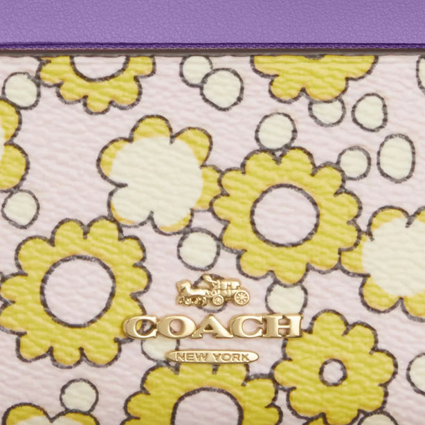 Coach Mini Skinny Id Case With Floral Print - Lilac Multi CBL74