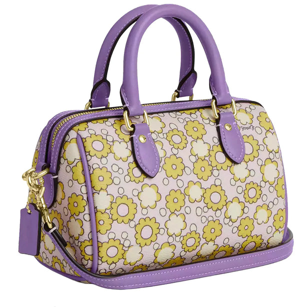 Coach Mini Rowan Crossbody Bag With Floral Print - Lilac Multi CBM69