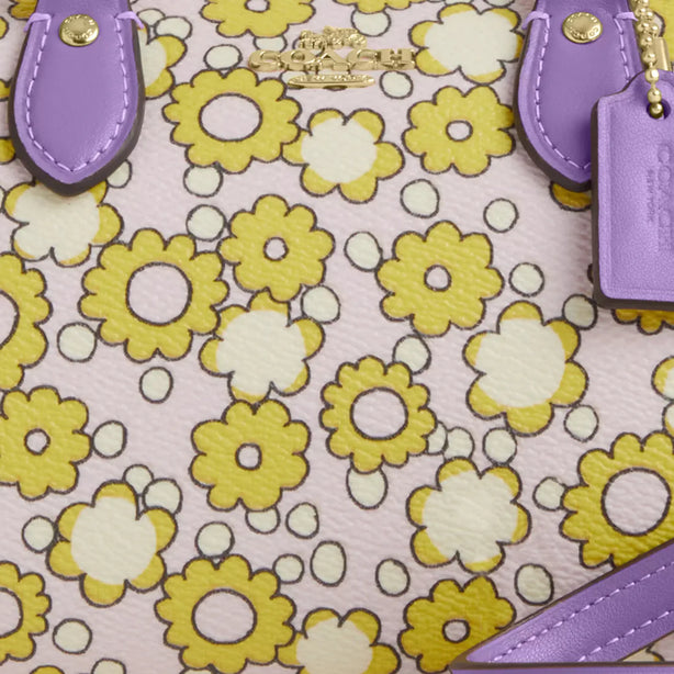 Coach Mini Rowan Crossbody Bag With Floral Print - Lilac Multi CBM69