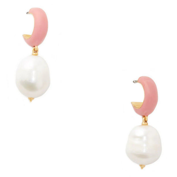 Kate Spade Candy Drops Enamel Pearl Drop Hug Earrings - Coral o0r00270