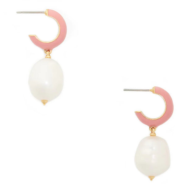 Kate Spade Candy Drops Enamel Pearl Drop Hug Earrings - Coral o0r00270
