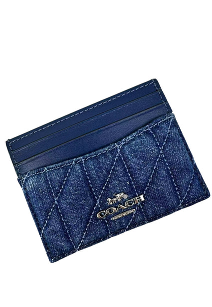 Coach Slim ID Card Case With Quilting in Denim - Denim
