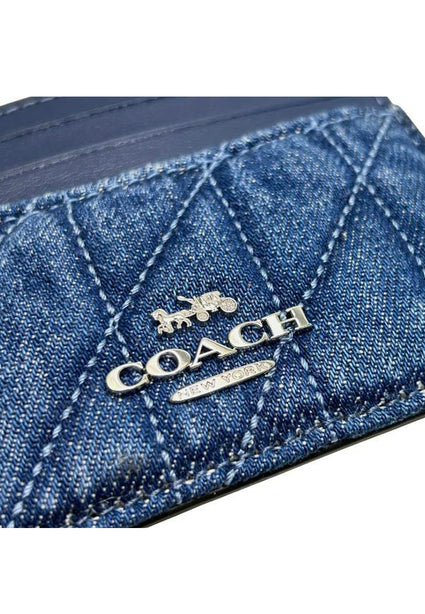 Coach Slim ID Card Case With Quilting in Denim - Denim
