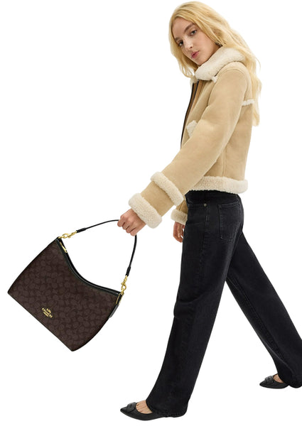 Coach Laurel Shoulder Bag In Signature Canvas - Walnut Black