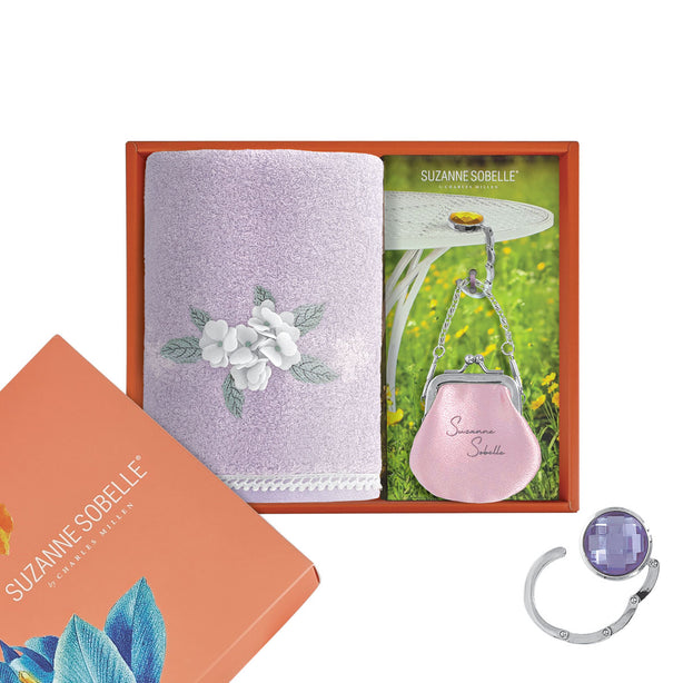 Suzanne Sobelle Chole Hand Towel With Bagholder In Pouch Gift Set