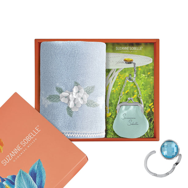 Suzanne Sobelle Chole Hand Towel With Bagholder In Pouch Gift Set