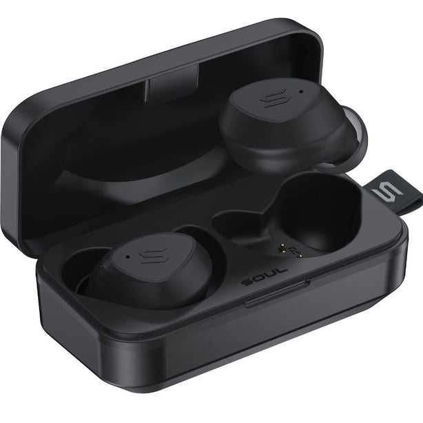 SOUL S-FIT+ All Conditions True Wireless Earphones with Coloured Sleeves - Black