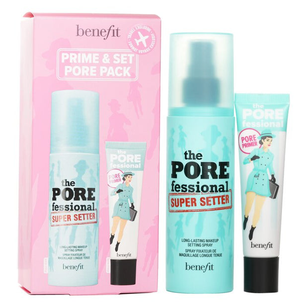 Prime & Set Pore Pack: The Porefessional Smoothing Face Primer + Super Setter Long Lasting Makeup Setting Spray - 2pcs