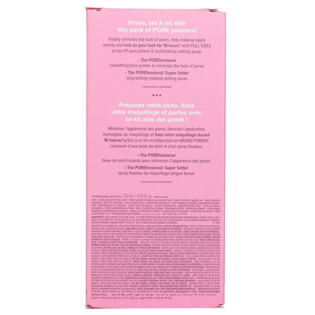Prime & Set Pore Pack: The Porefessional Smoothing Face Primer + Super Setter Long Lasting Makeup Setting Spray - 2pcs