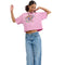 Coach Cosmic Coach Rocket Print Cropped T Shirt In Organic Cotton in Hot Pink CX185