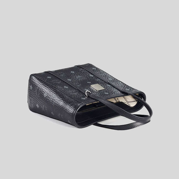 MCM Mini Toni Top-Zip Shopper In Visetos Black RS-MWPAATN04BK001