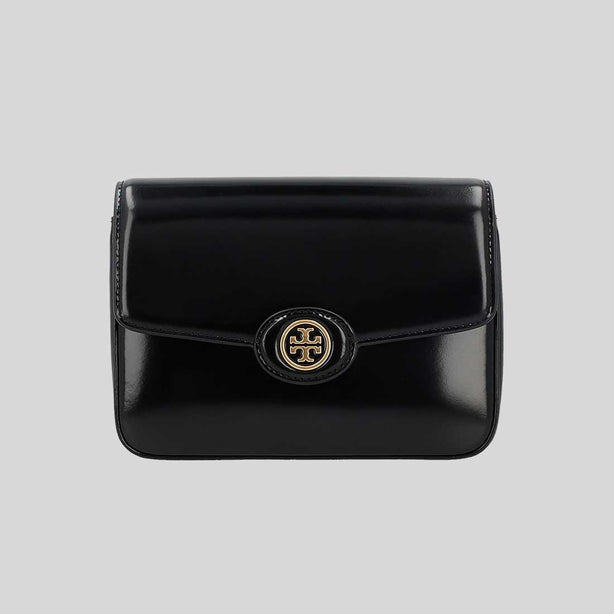 TORY BURCH Robinson Spazzolato Convertible Shoulder Bag Black RB-143122