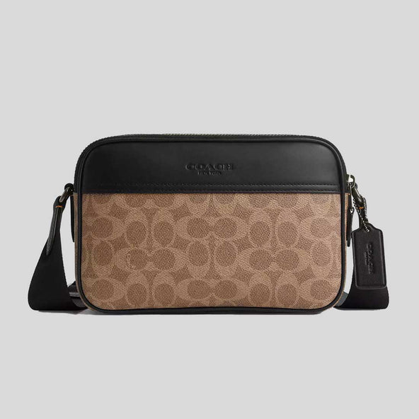 COACH Graham Crossbody Bag In Signature Canvas Tan/Black RB-CV921
