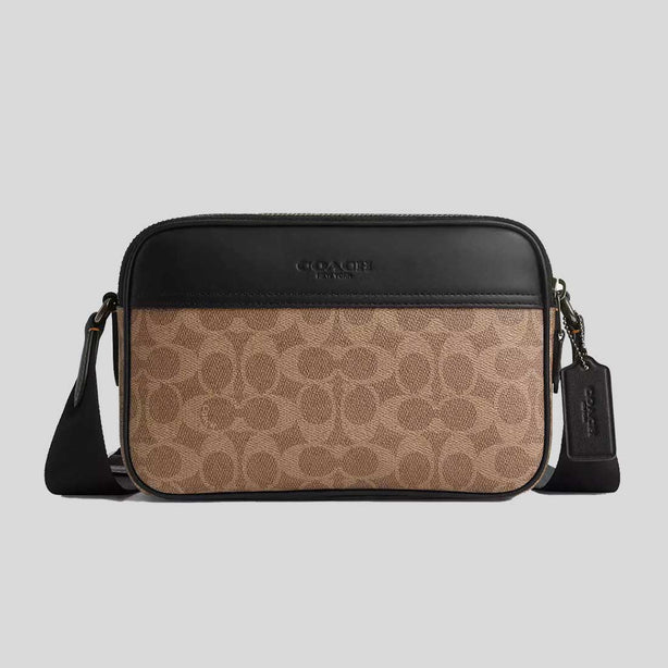 COACH Graham Crossbody Bag In Signature Canvas Tan/Black RB-CV921