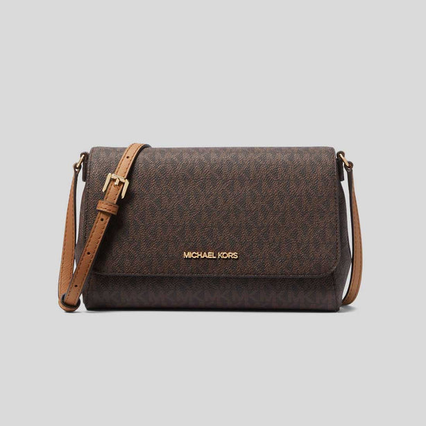 MICHAEL KORS Medium Logo Convertible Crossbody Bag Signature Brown RB-35H8GTTC6B