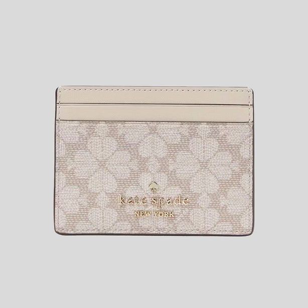 KATE SPADE Signature Spade Flower Small Slim Card Holder Dark Beige Multi RS-KI371
