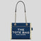 MARC JACOBS The Denim Chain Small Tote Bag Dark Wash RB-2F4HTT029H05