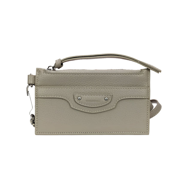 BALENCIAGA  Leather Lanyard Card Holder Grey RB-655246