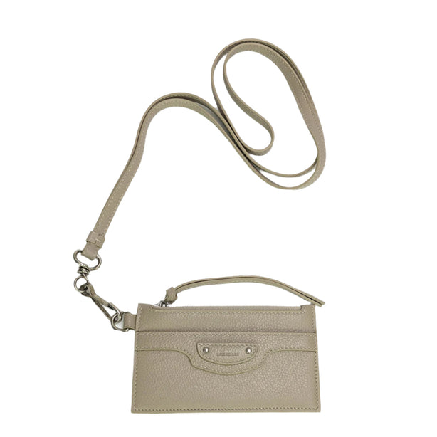 BALENCIAGA  Leather Lanyard Card Holder Grey RB-655246