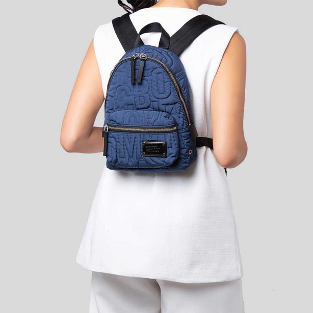 MARC JACOBS Nylon Jumbled Logo Small Backpack Azure Blue RB-4S4HBP002H02